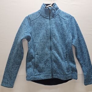 Polar King By Key Full Zip Mock Neck Knit Blue Sweater MEDIUM